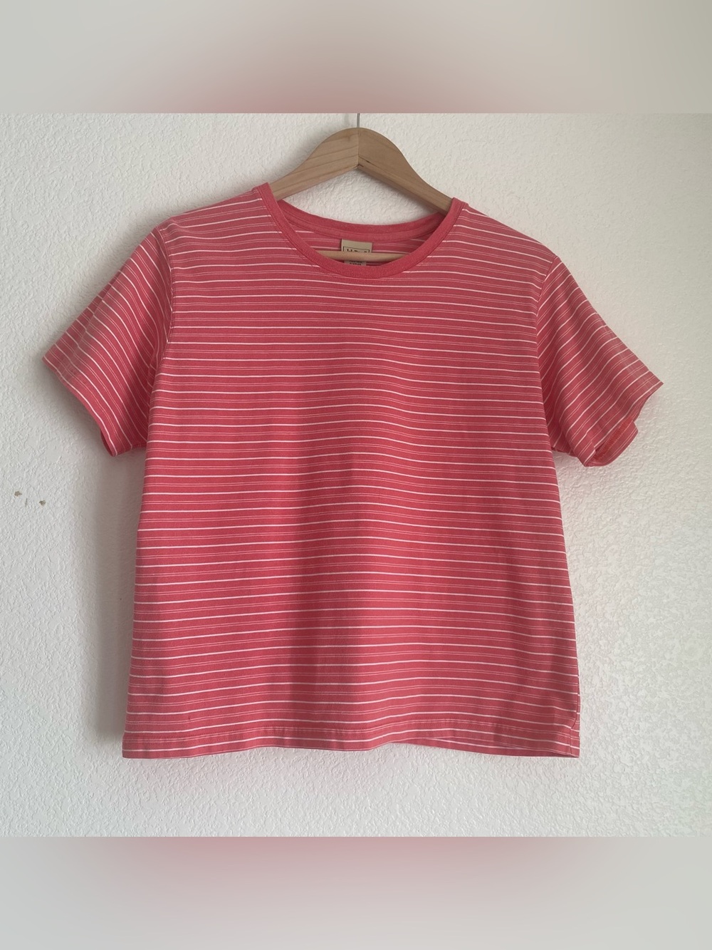 Vintage L.L. Bean striped boxy t-shirt, salmon, M